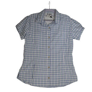 Rugged Exposure Blue Performance Top Shirt Women Large Athletic Zip Pocket